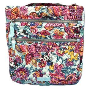 Vera Bradley Mickey Mouse and Friends Colorful Garden Tripe Zip Hipster Bag